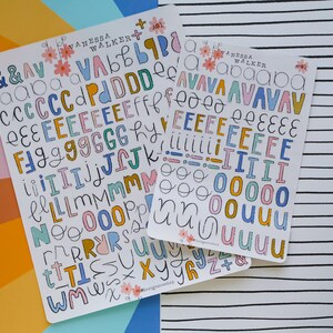 Alpha Vowel Stickers Bundle Set Color Outlined Alphas Hand Drawn Alphas ...