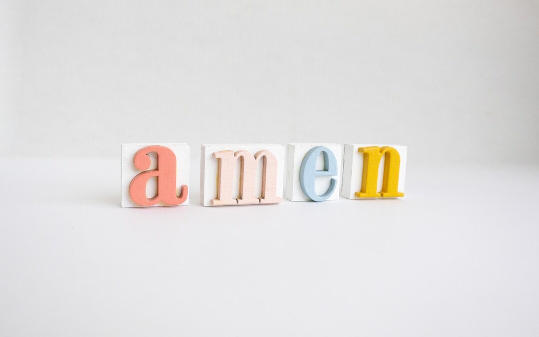 Amen Wooden Blocks | Desk Sign | Faith-based Decor - Etsy