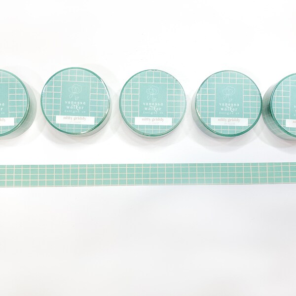 Mint + Blush Grid Washi Tape | Bullet Journal Tape | Whimsical Grid Washi | Art Journal Tape | Decorative Masking Tape