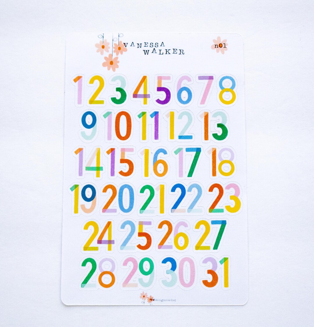 Numbers 01 | Planner Stickers | Hand-drawn Number Stickers | Journaling ...