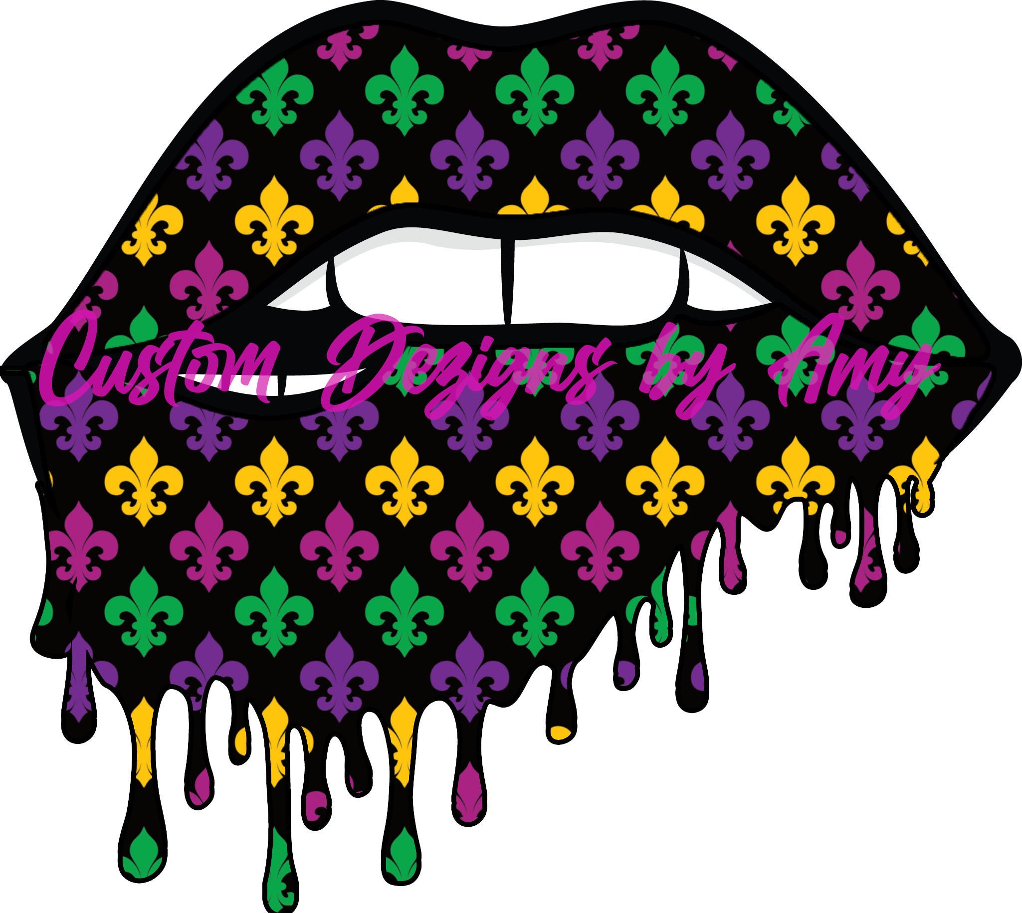 Mardi Gras Dripping Lips | Etsy