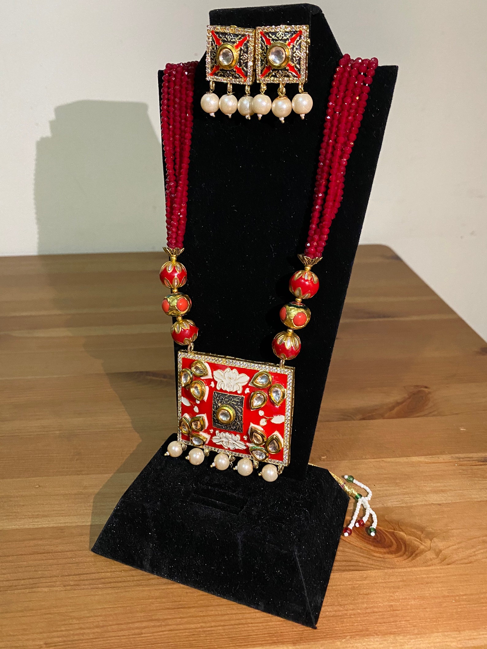 Tradicional indio joyería cuello y pendiente Joypuri conjunto con