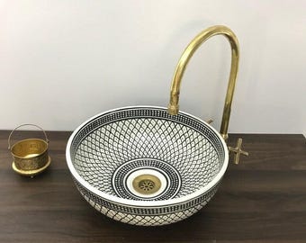 Handmade Moroccan Vessel Sink: Glazed Ceramic Bathroom Lavabo