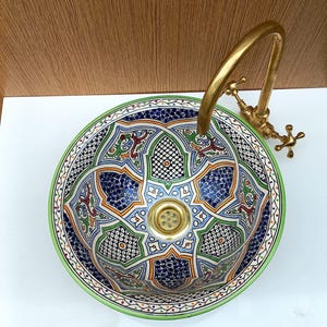 Handcrafted Ceramic Sink | Modern Green Bathroom Vanity | Unique Ceramic Washbasin | Custom Made Sink for Bathroom & Kitchen