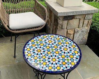 Handmade Mosaic Moroccan Side Table: Patio Decor