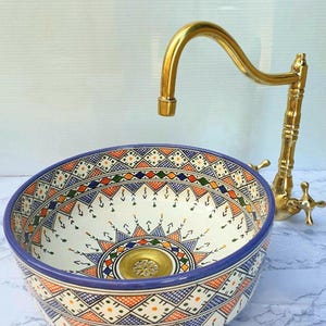 Custom Messing Waschbecken - marokkanisches Porzellan Waschtisch Waschbecken, Einzelschüssel Keramik Lavabo, Organic Design für Elegantes Badezimmer-kostenloser Versand