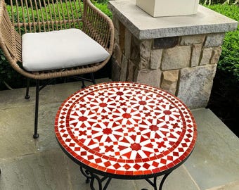 Customizable Moroccan Zellige Mosaic Table: Indoor/Outdoor Patio Furniture