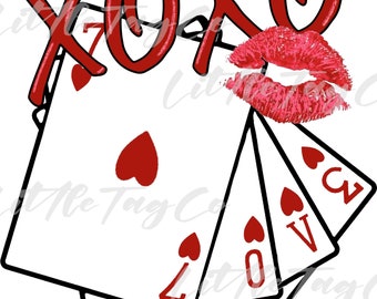 XOXO Valentines PNG, Kisses PNG, Playing cards png, western valentines, valentines svg