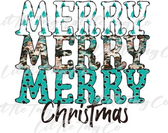 Merry Christmas PNG, Cowboy Christmas, Western Print Merry Christmas, Christmas Tee