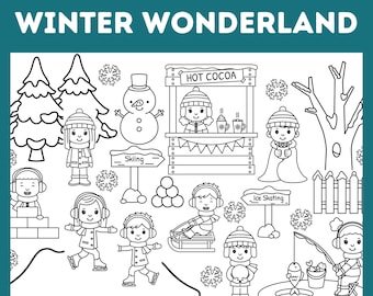 Winter themed digital coloring poster for kids, Printable coloring poster, Digital Download Kids coloring poster, x-large 32x24, fun gift