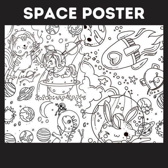 Space Digital Coloring Poster for Kids Printable Space - Etsy