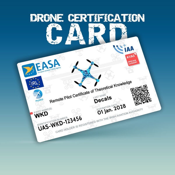 Carte de certification de pilote de drone - Disponible pour tous les pays européens.