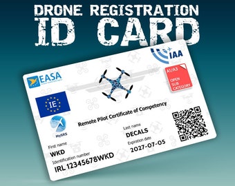 Drone Pilot ID Card - FAA, easa, iaa, caa... and more.