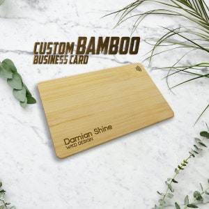 Aangepaste NFC Bamboo-visitekaart - lasergegraveerd, NFC, visitekaartje - Tap-to-Share.