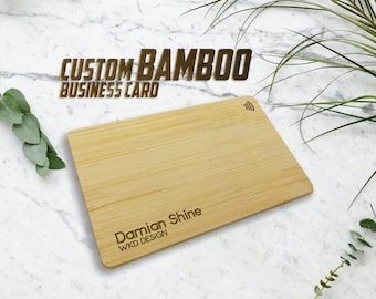 Custom NFC Bamboo Business Card - Laser Engraved, NFC, Business Card - Tap-to-Share.