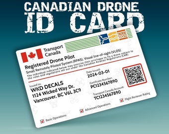 Canadian Drone Pilot Card, Certified Drone Pilot, Registered Drone Pilot, Canada