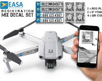Set aus gemischten, EASA erforderlichen Abziehbildern für die Drohnenregistrierung
