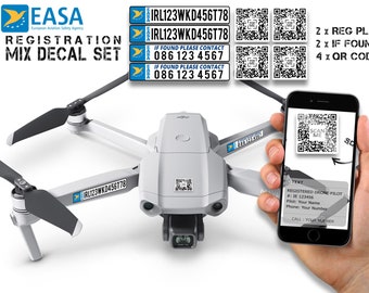 Set of Mixed EASA Required Drone Registration Number Decal Set