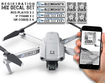 Set of Mixed IAA Required Drone Registration Number Decal Set