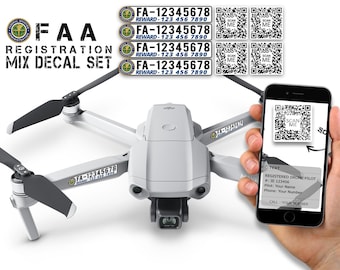 Set of Mixed FAA Required Drone Registration Number Decal Set