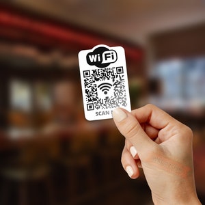 QR Coded Wifi Stickers (Pack of 4), Wifi Sign QR Code, Wifi QR Code, AirBnb WiFi, Rental Home Wifi Sign, Custom WiFi Sticker