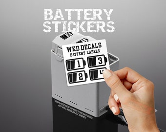 Drone Battery Stickers Black on clear, DJI Battery labels, Drone Battery Stickers