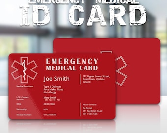 Emergency Medical Contact Card - Aluminum Credit Card Size
