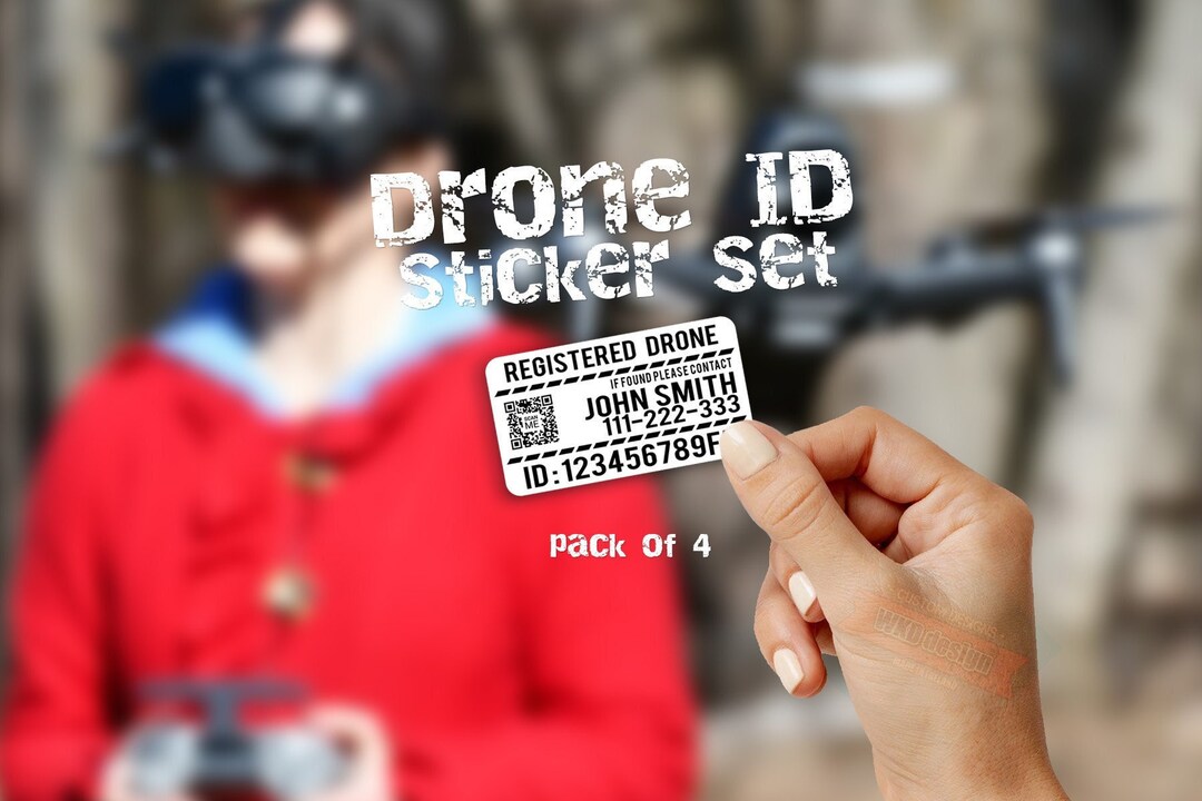 Drone Sticker Set - (set of 4 Stickers) Registration Decals With QR for ...