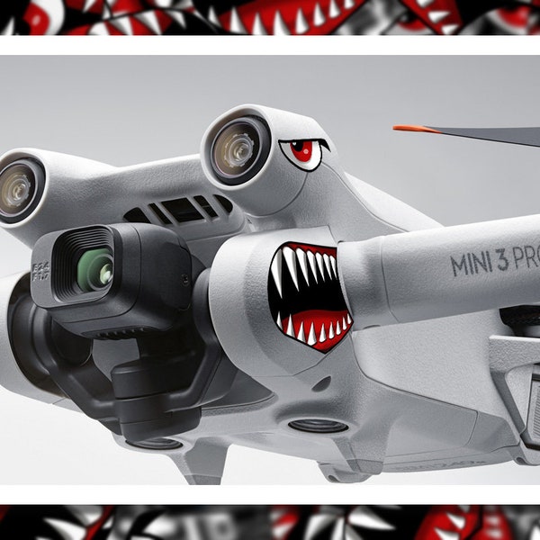 Dji Mini 3 PRO, Mini 4 Pro - Flying Tigers Drone Decal Sticker Shark Teeth
