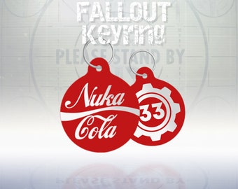 Fallout inspired Nuka Cola, Vault Number Keyring, Cosplay, Fallout, Gift Ideas.