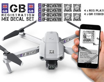 Mixed set of 4 NUMBER PLATES with 4 QR Coded decals