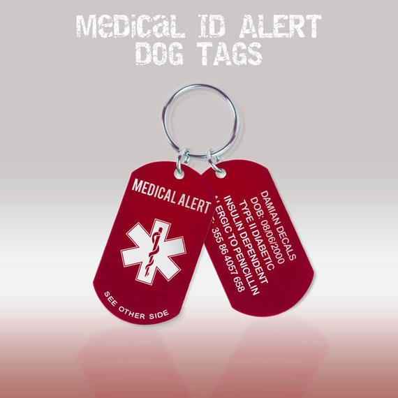 Medical Alert Medical Keychain Personalised Alert Tag Medical