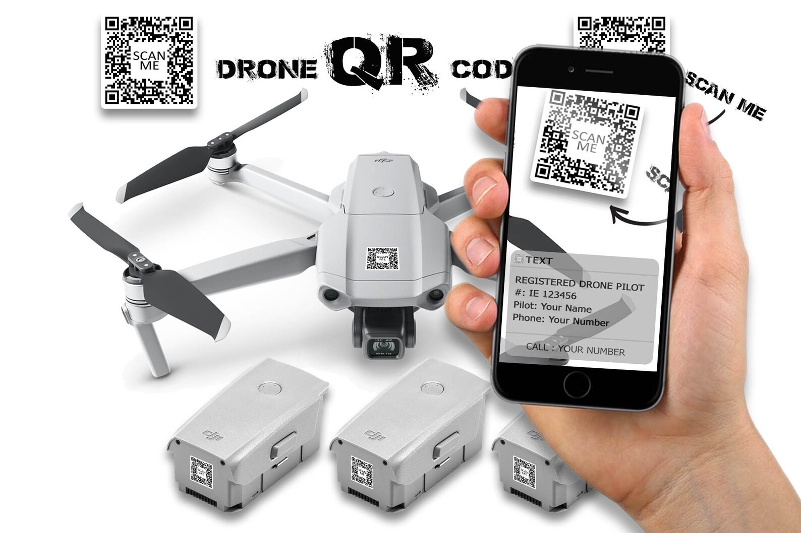 Set of 4 QR Coded Drone Registration & Pilot Info Decal Set Etsy