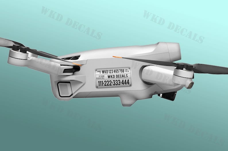 Drone Sticker Set - (set of 4 Stickers) Gunmetal Finish, Registration ...