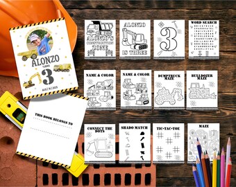 Druckbares Konstruktionsmalbuch, bearbeitbare Konstruktionsaktivitätsseiten, Konstruktionspartyspiele, Kindermalseiten, digitaler Download