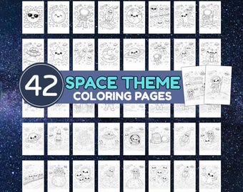 42 pagine da colorare sullo spazio per bambini, pagine da colorare per bambini, pagine stampabili sullo spazio, libri da colorare sullo spazio per ragazzi, bomboniere per feste sullo spazio