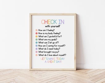 Feelings Check in Poster, Self Care Poster, Mental Health Poster ...
