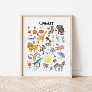 Druckbare Alphabet Poster, Kinder Alphabet Lernposter, Regenbogen Alphabet Lernposter für Klassenzimmer, Lernposter, ABC Poster für das Kinderzimmer