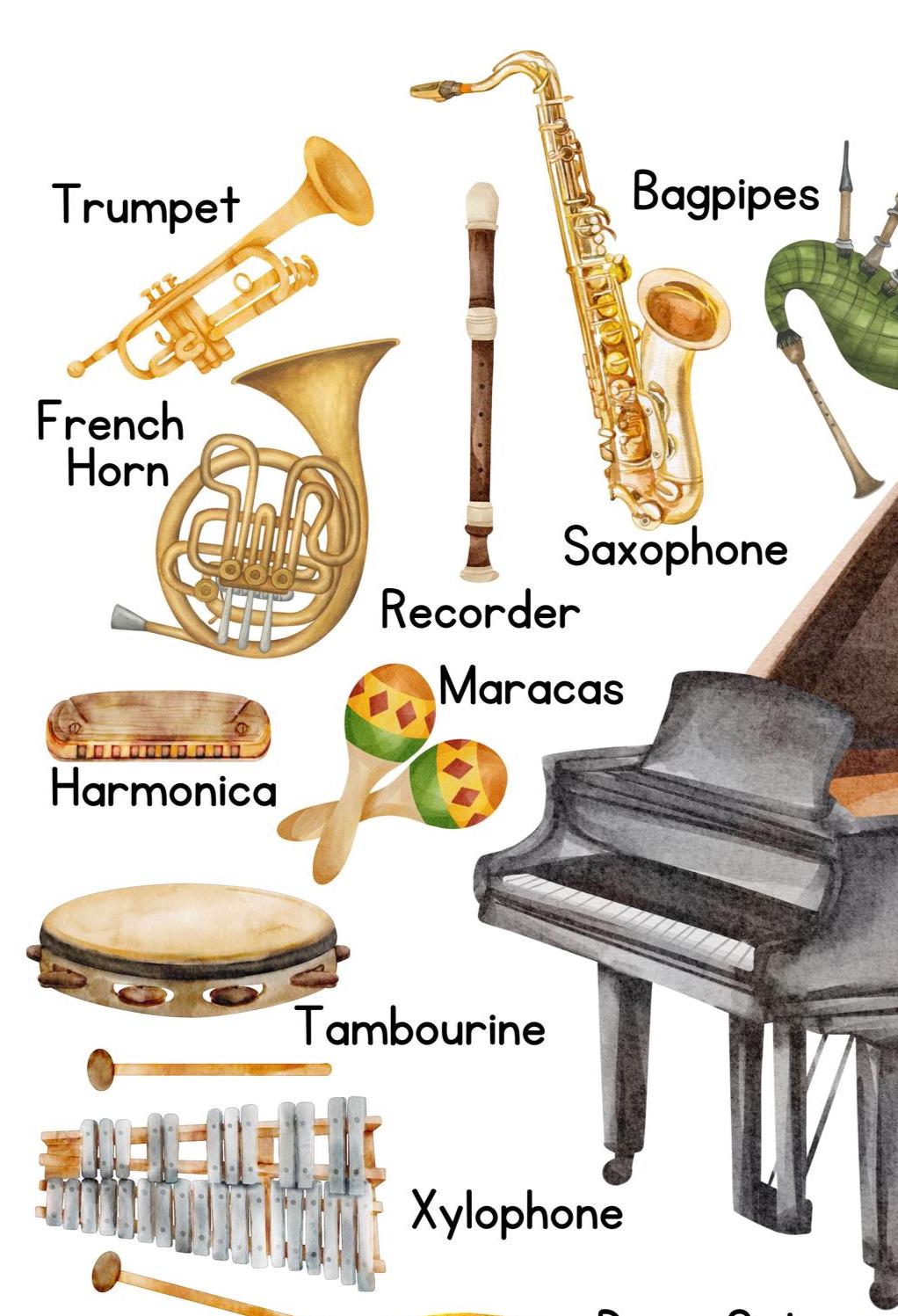 Musical Instruments Poster, Kids Educational Poster, Kids Wall Art Room ...