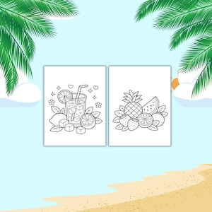 50 pagine da colorare estive, libro da colorare estivo, schede di attività estive, attività estive, pagine da colorare per bambini, gadget per feste a tema spiaggia tropicale immagine 10