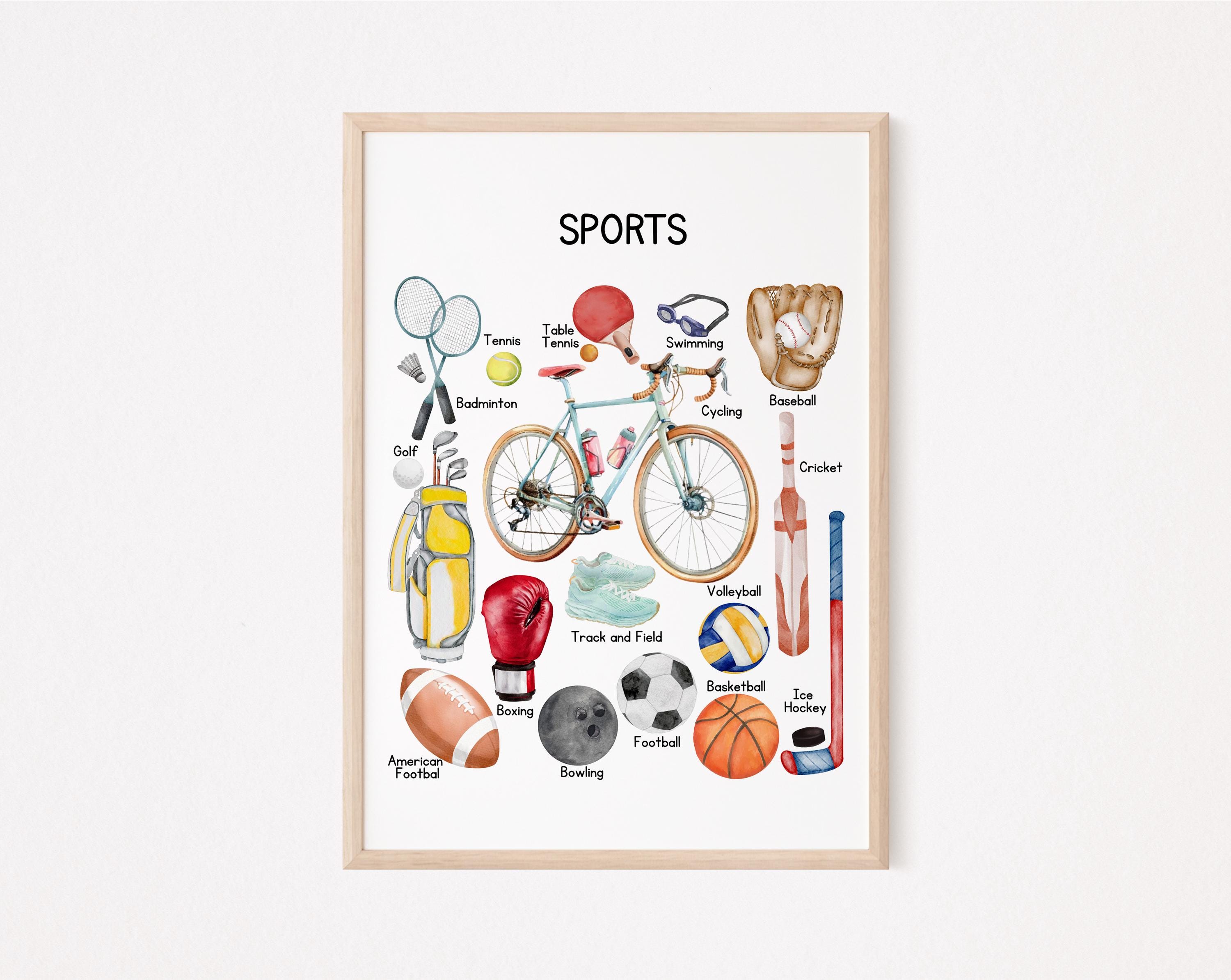 Printable Sports Poster, Sports Chart, Educational Poster for Kids ...