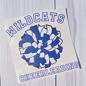 Customized Cheer Team Mascot and Pom Pom Vinyl Decal Sticker.