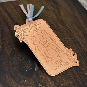 Marque-page de carte de tarot T4T The Lovers Rose Gold (trans, queer, ftm, mtf, non binaire, bisexuel, lesbienne, saphique, transgenre, pronoms)