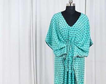 Pure Silk Kaftan Kaaftan Robe Summer Dress Bridal Party Shower Dressing Maxi Tunic Beach Wear Maternity Gown Holiday Leisure Gifts KFN1127