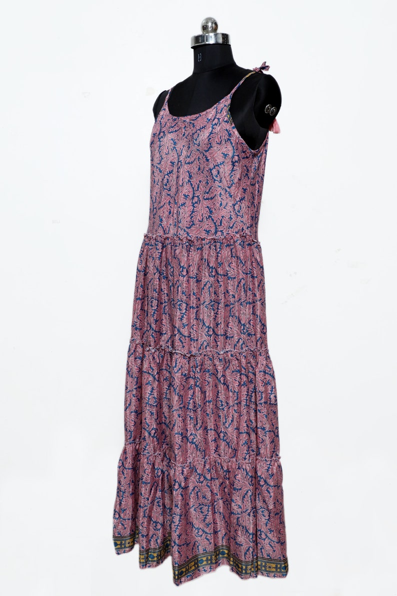 Boho Pink Silk Maxi Dress Goddess Summer Dress Floral Etsy