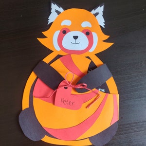 DIY interaktive Einladungskarte roter Panda / roter Bär / Einladung Kindergeburtstag / PDF-Vorlage zum ausdrucken und basteln / Tier