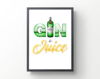 Gin & Juice   -   Inspired Lyric Print   -   Custom Song Print   -   Digital Print   -   Special Gift   -   Music   -   A5, A4, A3