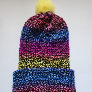 Double knit black multi colored &quot;That&#39;s so 90&#39;s&quot; beanie