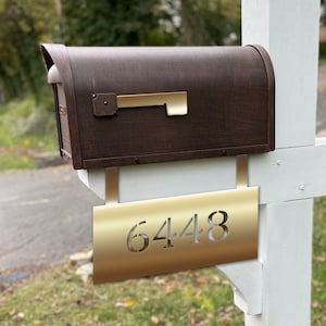 Metal mailbox sign, Mailbox address plate, Number sign to hang on the mailbox, Horizontal mailbox numbers sign,  Address plaque for mailbox