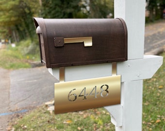 Metal mailbox sign, Mailbox address plate, Number sign to hang on the mailbox, Horizontal mailbox numbers sign,  Address plaque for mailbox